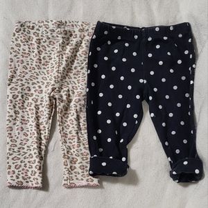 Carter's Baby Girl 2pc Animal Print & Cupcake Polka Dot Pants Bundle Size 6M